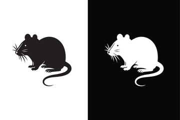 Rat icon logo design illustration. Rat silhouette black and white background