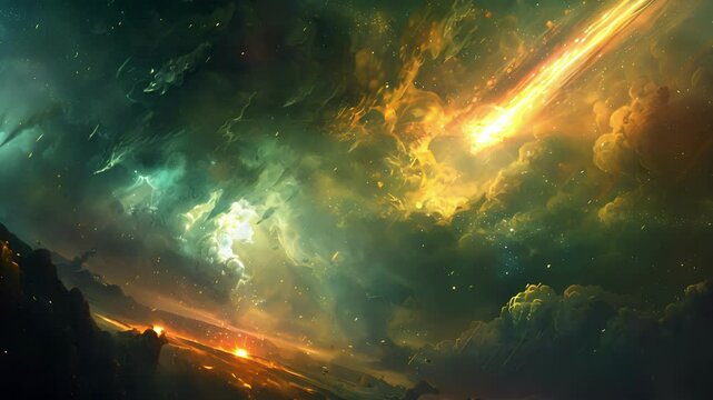 With every passing moment the comets trail seems to grow brighter and more intense captivating all those who gaze upon it.