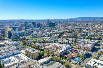 Aerial View of Los Angeles and Downtown Skyline