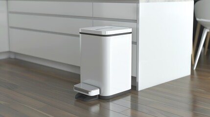 Modern trash bin with foot pedal in kitchen : Generative AI
