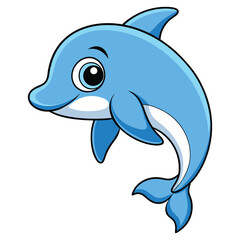 Cute Dolphin Cartoon Vector Icon Illustration for Marine Life Lovers.