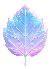 Iridescent 3D Leaf Icon in Gradient Colors. Perfect for Nature, Environment, and Organic Elements in Digital Design. Isolated on transparent background, png.
