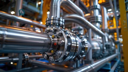 Fototapeta premium Pipes and valves in an industrial plant