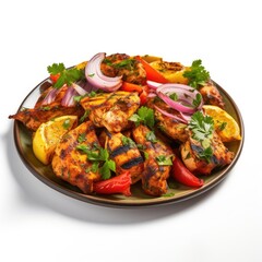 Delicious Grilled Chicken Tikka on a Plate with Fresh Garnish
