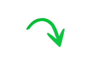 Watercolor arrow green on a white background