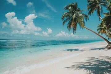 Fototapeta premium Tropical beach with white sand and coconut palms.