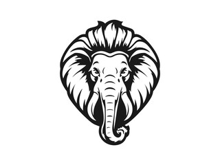 Monochrome Majesty: A Striking and Detailed Illustration of a Majestic Elephant with Regal Features, Ideal for Bold and Elegant Branding and Design Purposes