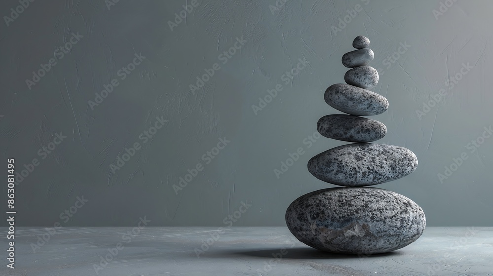 Poster Mindful Balance Scenes that represent a mindful balance between various aspects of life such as work and relaxation These images can appeal to viewers seeking a sense of equilibrium : Generative AI