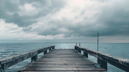 Fototapeta premium pier on a cloudy day : Generative AI