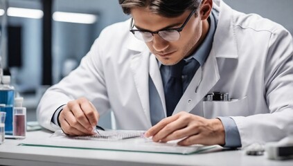cropped view of genetic consultant doing dna test in lab