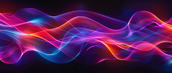 Obraz premium Data transfer textured background illustration, Abstract futuristic blue purple red glowing neon lights moving high speed motion wave lines technology