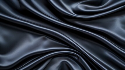 Obraz premium Abstract art with high contrast, dark tones, and smooth lines, black background, silk texture, vertical composition, detailed dark black fabric, high resolution