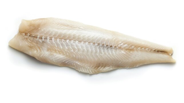 Top view of haddock fillet isolated on white background : Generative AI