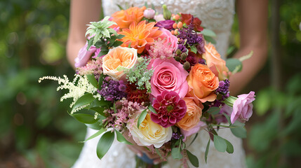 wedding bouquet of different flowers