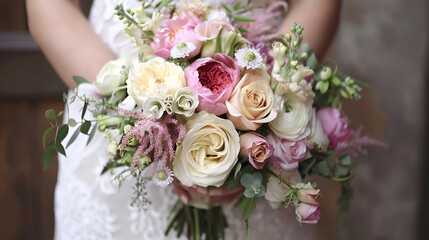 Naklejka premium wedding bouquet of different flowers