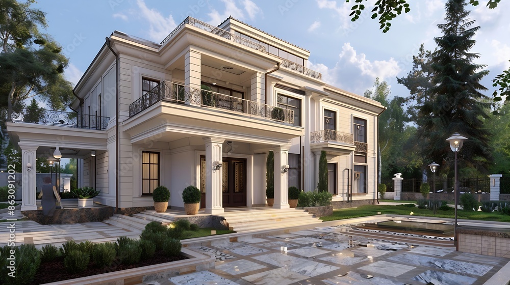 Aufkleber The home design architects are reviewing the house plan draft the project commissioned by the client and the custom design before delivery Interior design and decoration ideas : Generative AI