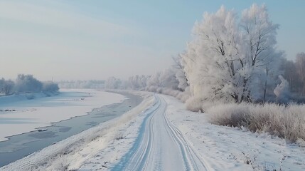Fototapeta premium Winter landscape in the Leningrad region Russian winter near St Petersburg : Generative AI