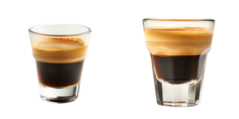 collection of espresso shot isolated on transparent background