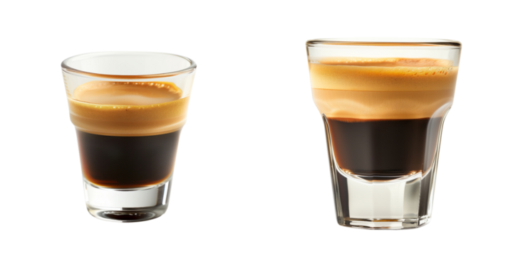 collection of espresso shot isolated on transparent background