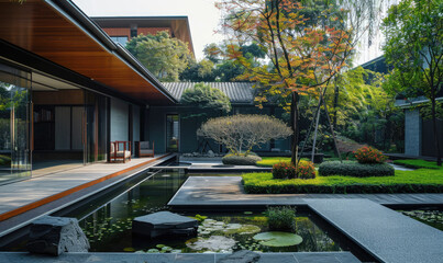 Obraz premium Modern minimalist style courtyard