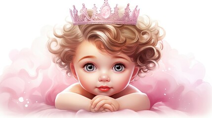 Fototapeta premium baby girl with big blue eyes and a pink tutu