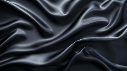 Obraz premium Dark abstract art with smooth lines and high contrast, black background, silk texture, vertical composition, highly detailed dark black fabric, high resolution
