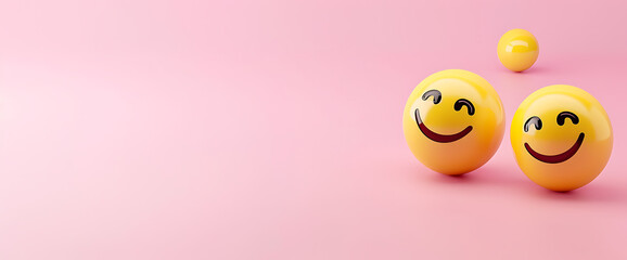 3d rendering of yellow smiley emoticon isolated on pink background