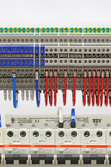 Electrical terminals with connected copper wires with metal tips.