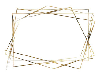 Elegant and graceful gilded picture frame, horizontal with original design, 3d golden rectangle frame for photo, png with transparent background

