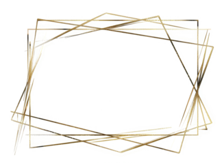 Elegant and graceful gilded picture frame, horizontal with original design, 3d golden rectangle frame for photo, png with transparent background

