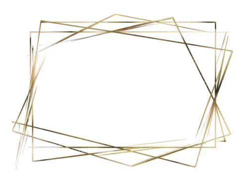 Elegant and graceful gilded picture frame, horizontal with original design, 3d golden rectangle frame for photo, png with transparent background

