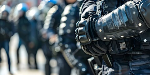 The significance of police training in managing protests for public safety. Concept Police Training, Protest Management, Public Safety, Law Enforcement, Conflict Resolution