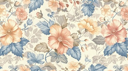 Wallpaper - Floral Pattern with Pink and Yellow Flowers - Modern And Aesthetic and 
