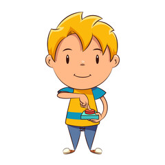 Kid pressing button, push, switch