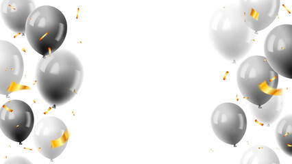 Anniversary celebration flyer silver gray realistic balloon luxury style