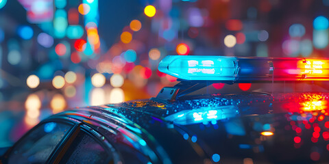 A police car against the background of the city