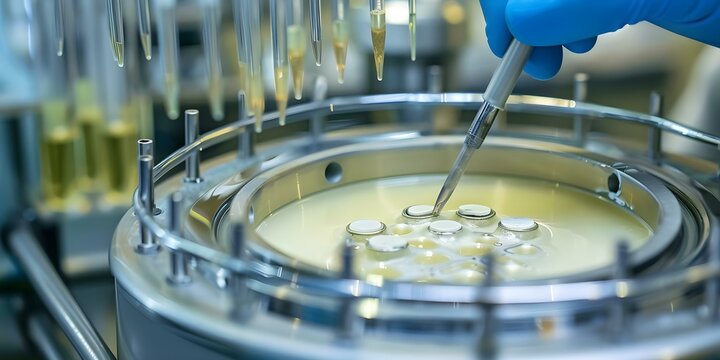 Closeup of bioreactor monitoring microbial culture with digital tools. Concept Bioreactor Monitoring, Microbial Culture, Digital Tools, Closeup Photography