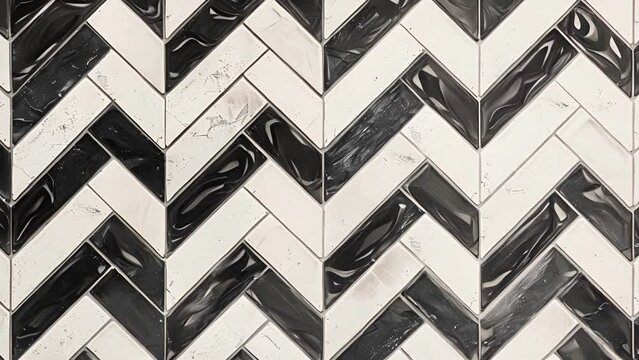 Herringbone Checkerboard A classic herringbone pattern in shades of black and white with alternating tiles forming a checkerboard design for a timeless and classy look.