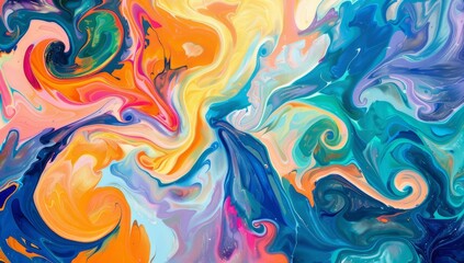 Abstract colorful acrylic pour art design