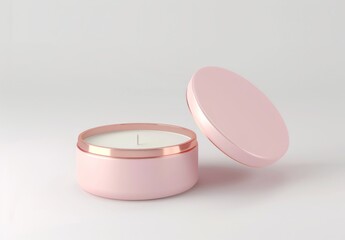 Pink minimalist candle with open lid