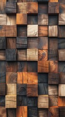 Wall of varied wooden block patterns