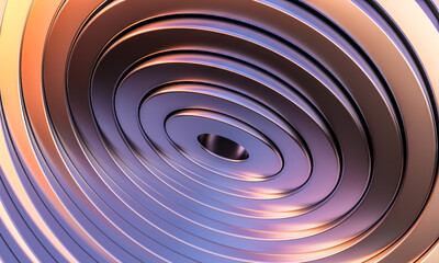 Abstract 3d render of a circular metallic structure