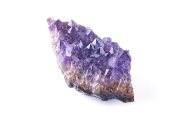 Bright purple amethyst isolated on white background.