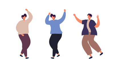 Happy Dancing People. Set of People Dancing at Party, Celebrating Holiday Illustration