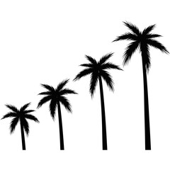 Coconut tree and palm tree silhouette vector illustration. beach vibes. Summer at the beach. Rainforest 
