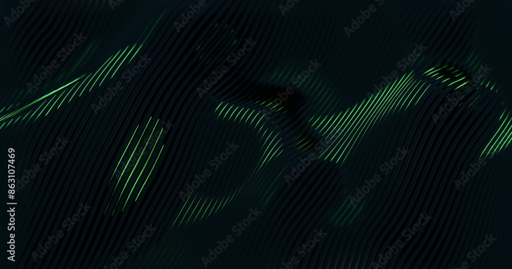 Aufkleber 3D Abstract Render of Glowing Wavy Lines - Futuristic Geometric Design