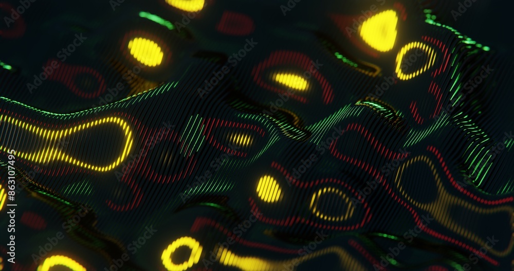 Poster 3d abstract render of glowing wavy lines - futuristic geometric design
