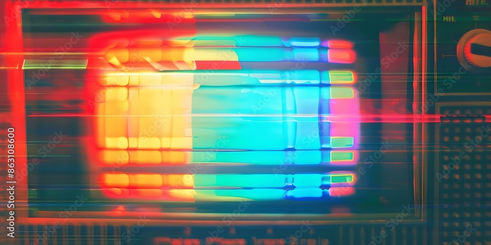 Poster retro tv static with vhs glitch effect 80s analog scanlines pixel noise. concept retro tv static, vh