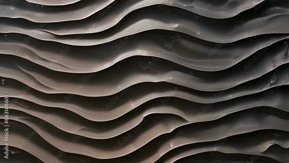 Poster deeply grooved lines resembling stacked waves giving the appearance of strength and durability.