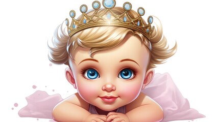 Fototapeta premium Cute baby girl with big blue eyes 